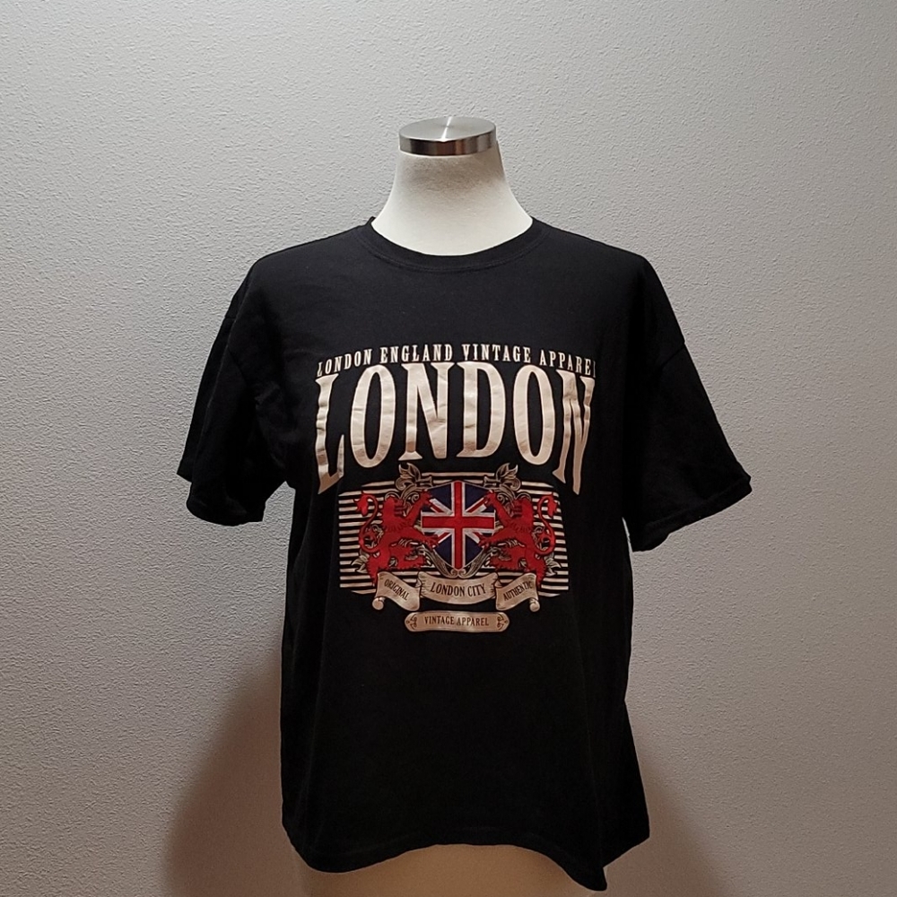 Vintage London Black Ringspun Cotton Short Sleeve Crewneck T-shirt Mens Large - Picture 2 of 7